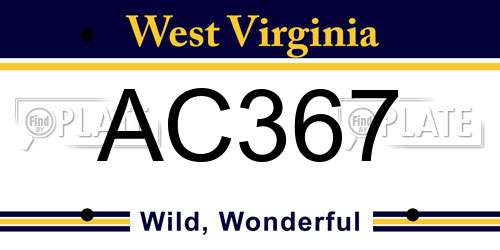 AC367 West Virginia License Plate