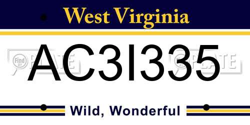 AC3I335 West Virginia License Plate
