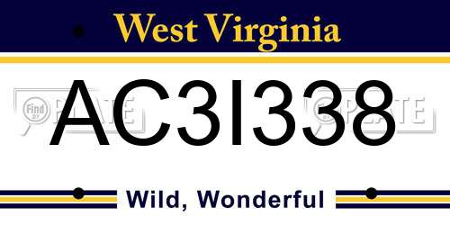 AC3I338 West Virginia License Plate