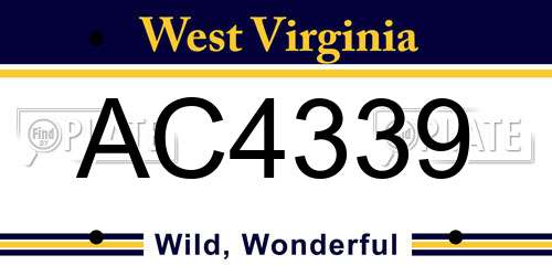 AC4339 West Virginia License Plate