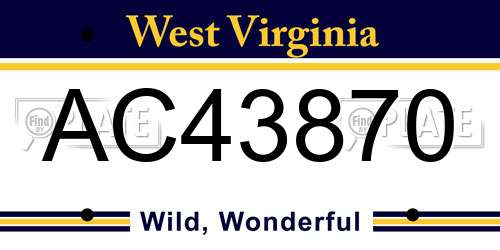 AC43870 West Virginia License Plate