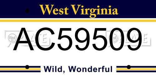 AC59509 West Virginia License Plate