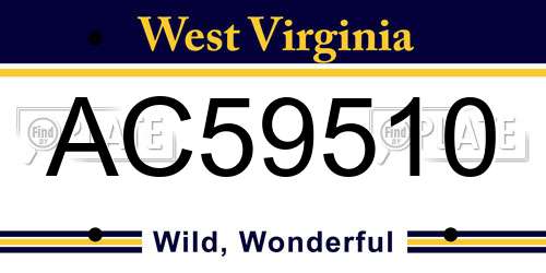 AC59510 West Virginia License Plate