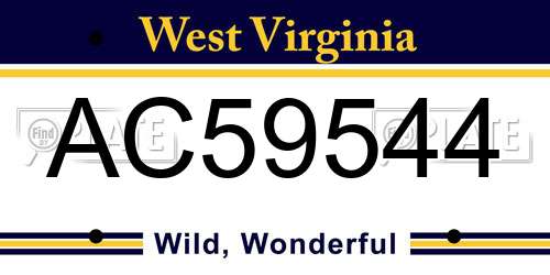 AC59544 West Virginia License Plate