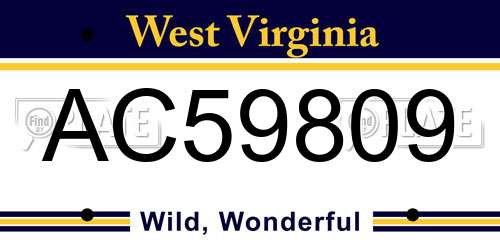 AC59809 West Virginia License Plate