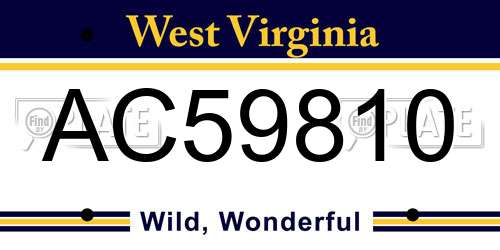 AC59810 West Virginia License Plate