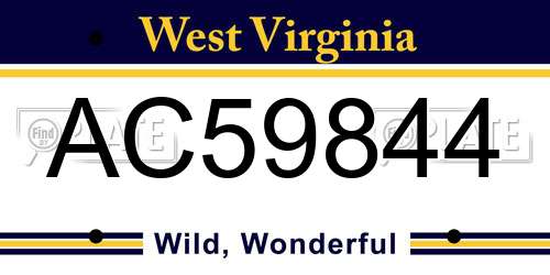 AC59844 West Virginia License Plate