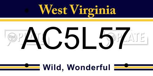 AC5L57 West Virginia License Plate