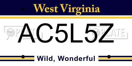 AC5L5Z West Virginia License Plate