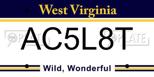AC5L8T West Virginia License Plate