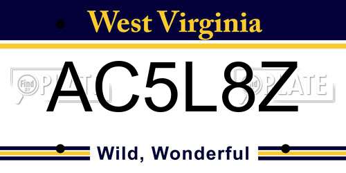 AC5L8Z West Virginia License Plate