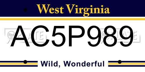 AC5P989 West Virginia License Plate