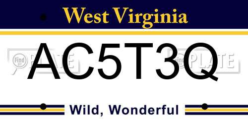 AC5T3Q West Virginia License Plate