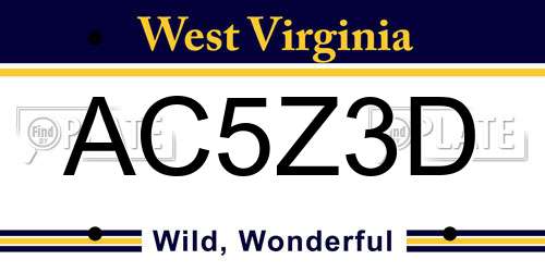 AC5Z3D West Virginia License Plate