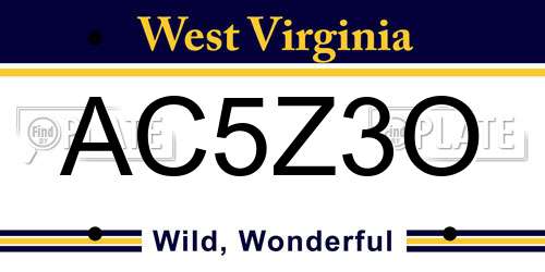 AC5Z3O West Virginia License Plate