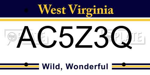 AC5Z3Q West Virginia License Plate