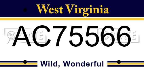 AC75566 West Virginia License Plate