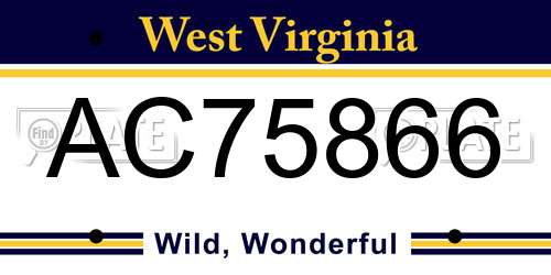 AC75866 West Virginia License Plate