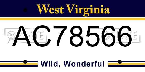 AC78566 West Virginia License Plate