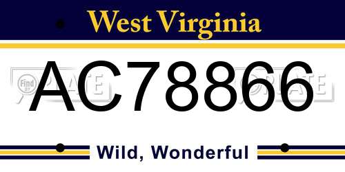 AC78866 West Virginia License Plate