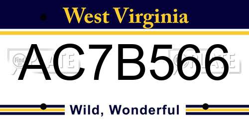 AC7B566 West Virginia License Plate