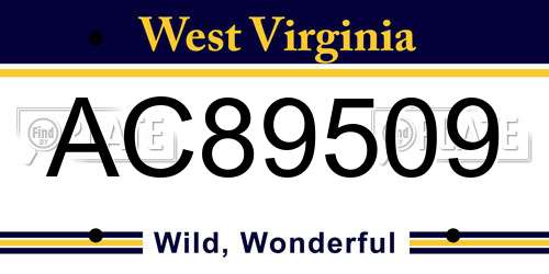 AC89509 West Virginia License Plate