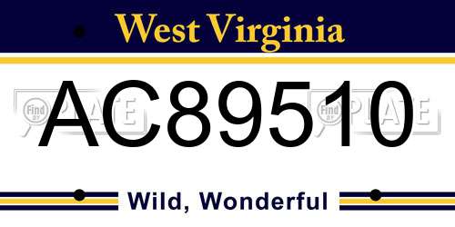 AC89510 West Virginia License Plate