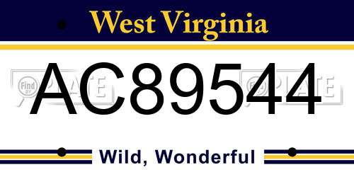 AC89544 West Virginia License Plate