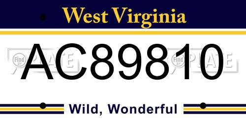 AC89810 West Virginia License Plate
