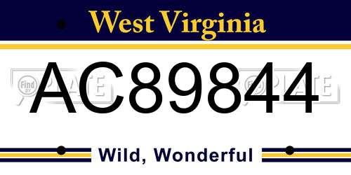 AC89844 West Virginia License Plate