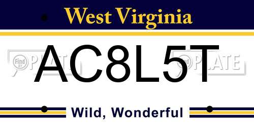 AC8L5T West Virginia License Plate
