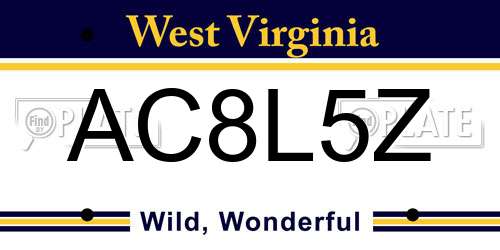 AC8L5Z West Virginia License Plate