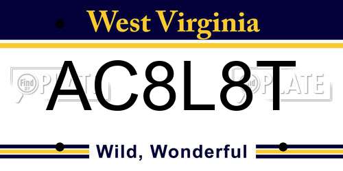 AC8L8T West Virginia License Plate