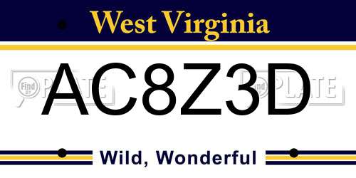 AC8Z3D West Virginia License Plate