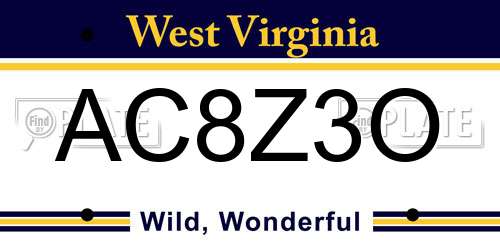 AC8Z3O West Virginia License Plate