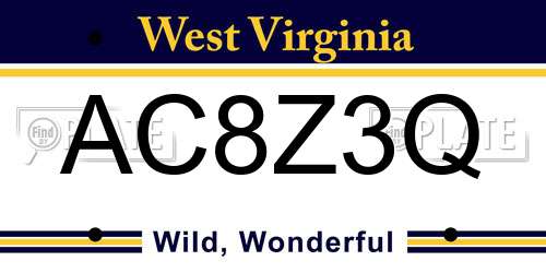 AC8Z3Q West Virginia License Plate
