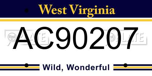 AC90207 West Virginia License Plate