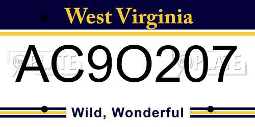 AC9O207 West Virginia License Plate