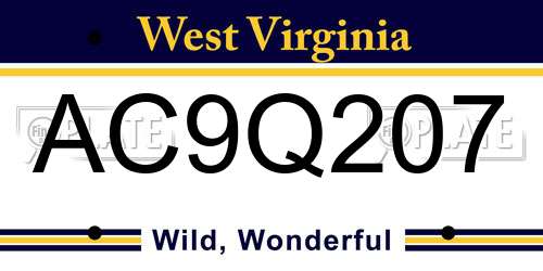 AC9Q207 West Virginia License Plate