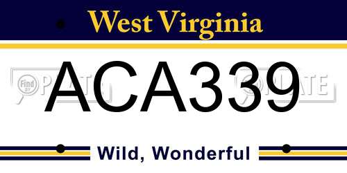 ACA339 West Virginia License Plate