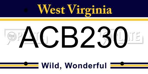 ACB230 West Virginia License Plate