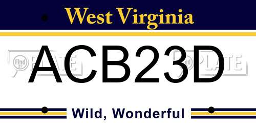 ACB23D West Virginia License Plate