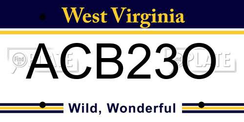 ACB23O West Virginia License Plate