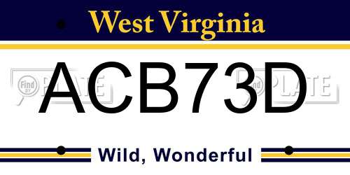 ACB73D West Virginia License Plate