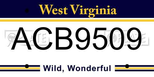 ACB9509 West Virginia License Plate