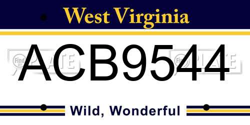 ACB9544 West Virginia License Plate