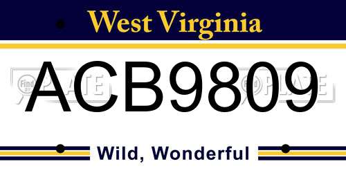 ACB9809 West Virginia License Plate