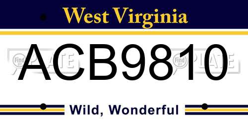 ACB9810 West Virginia License Plate