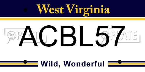 ACBL57 West Virginia License Plate