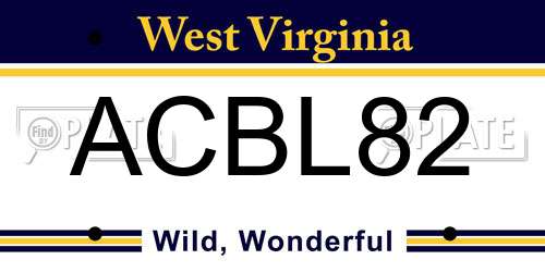 ACBL82 West Virginia License Plate